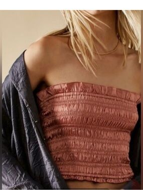 Free People Be Right Back Satin Tube Top Rose Pink